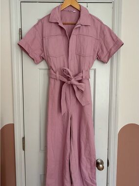 GAP Utility-tie Pink Zipper Jumpsuit